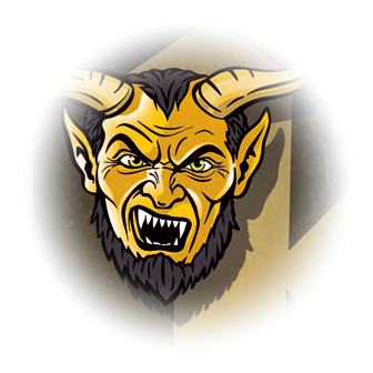 Goldfarbener Krampuskopf – Symbol für das Gold-Sponsorpaket
